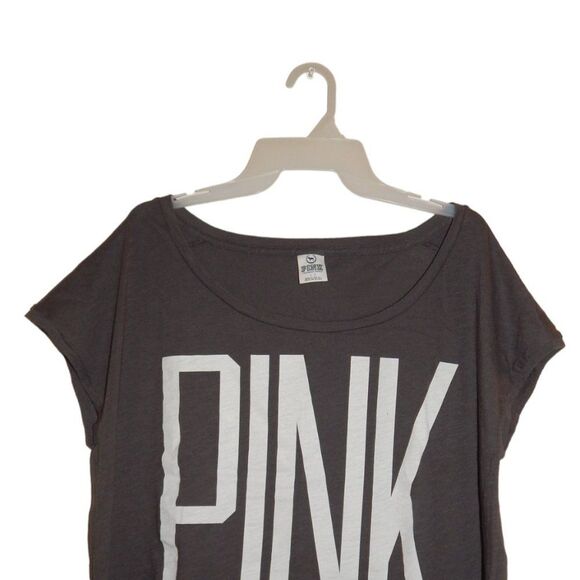 PINK Victoria's Secret Charcoal Tee with Bold Logo - Picture 2 of 11